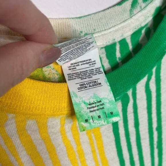 Upcycled Cream Tee with Florescent Dye Drips - Picture 7 of 7